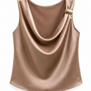 Blusa Acetinada Fivela Dourada