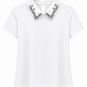 Blusa Gola Aplicações Pedraria